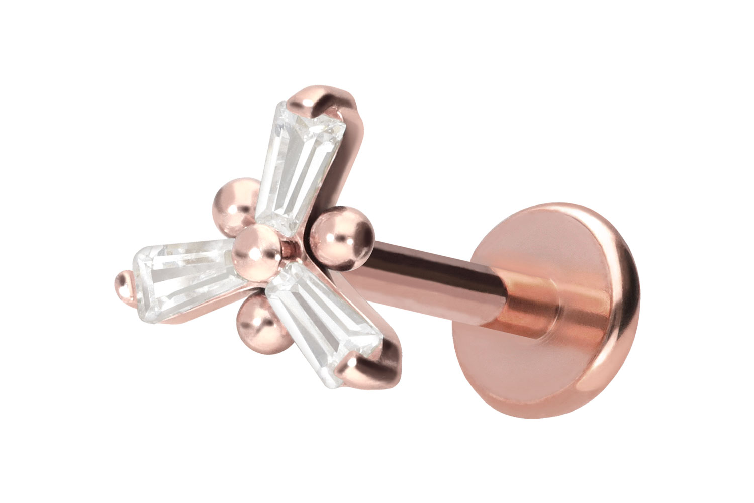 Titan Labret Piercing mit Push Fit KRISTALLBLUME